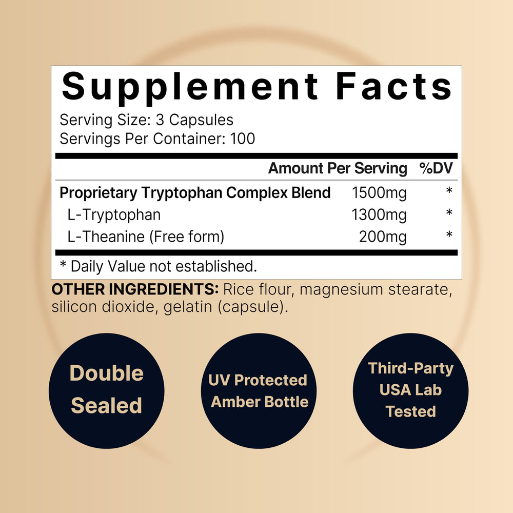 NatureBell L-Tryptophan capsules closeup highlights high potency