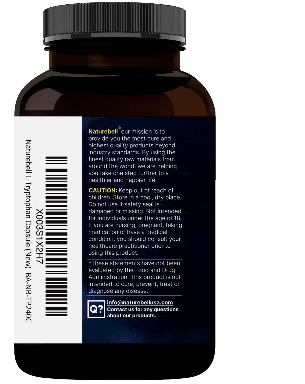 NatureBell L-Tryptophan capsules in hand suggest easy daily use