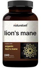 NatureBell Lions Mane bottle front view highlighting cognitive support capsules.
