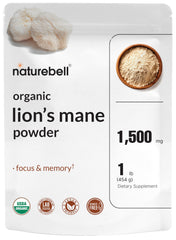 NatureBell Lion's Mane powder jar on wood for daily focus and energy support