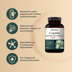 NatureBell Lysine Quercetin label with LysGuard formula and vitamin C