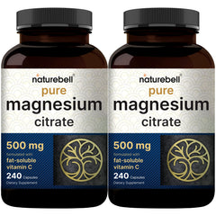 NatureBell magnesium citrate bottle front shows high-purity capsules for daily support