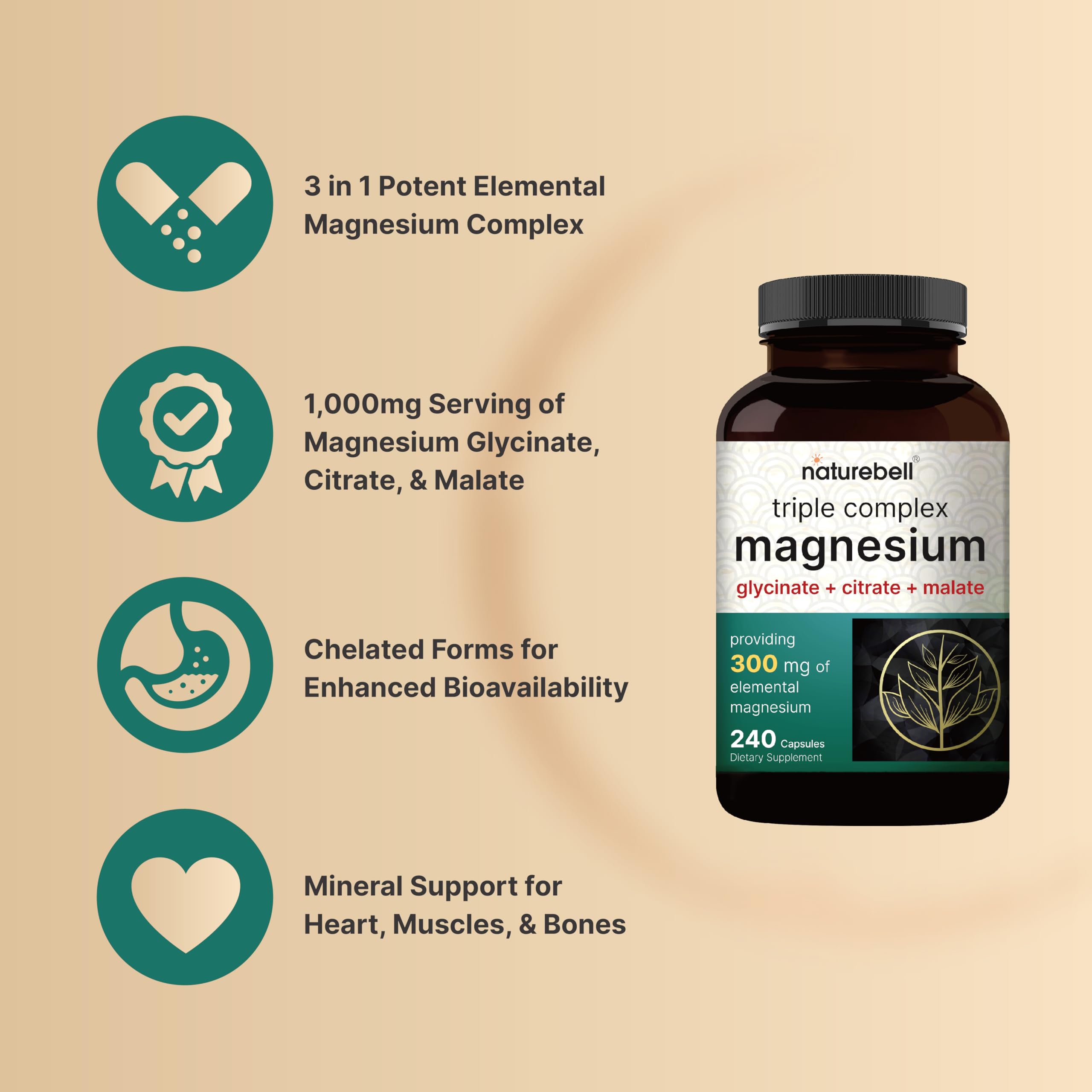 NatureBell magnesium citrate capsules emphasizing quick availability for daily use.