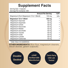 Close-up of NatureBell Magnesium Complex capsules highlighting chelated magnesium for absorption
