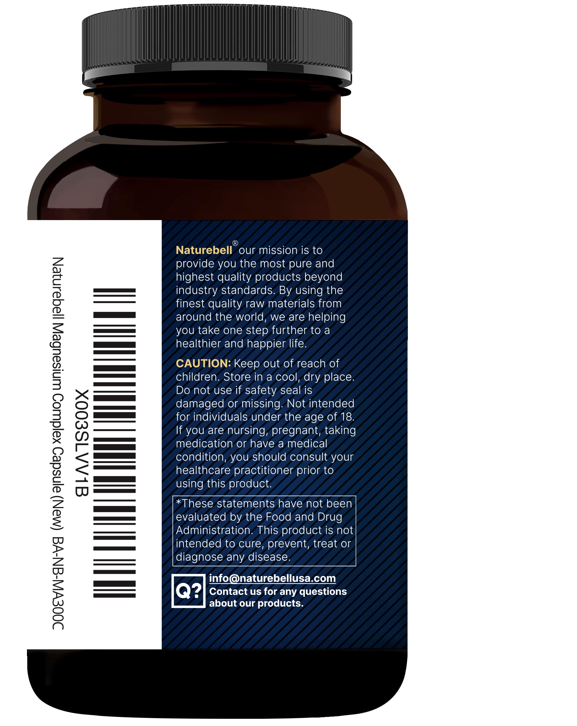 Open NatureBell Magnesium Complex container with capsules ready to take