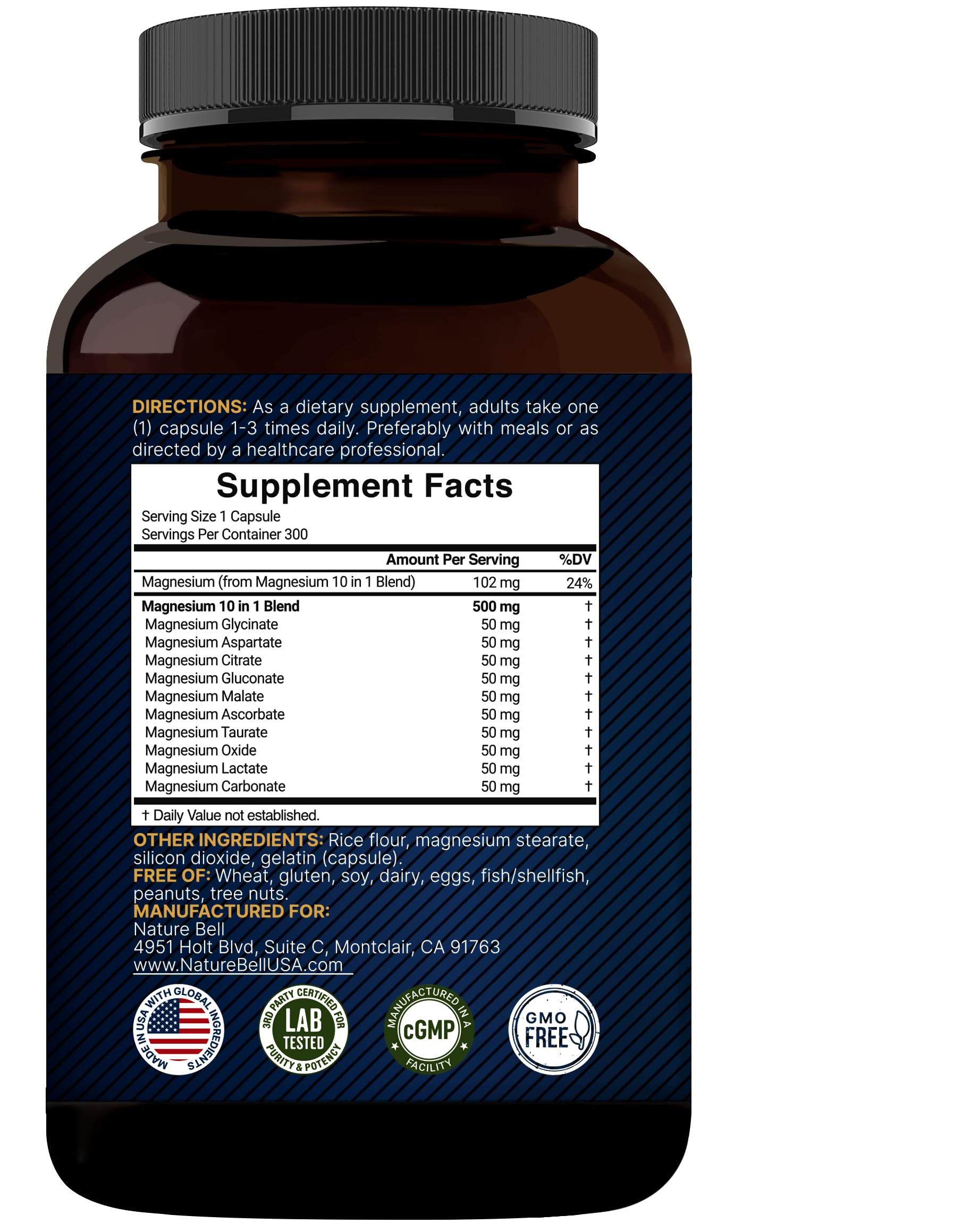 Packaging insert highlighting non-GMO and safety testing details for NatureBell