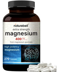 NatureBell Magnesium Glycinate 400mg bottle highlights high-absorption formula for daily support