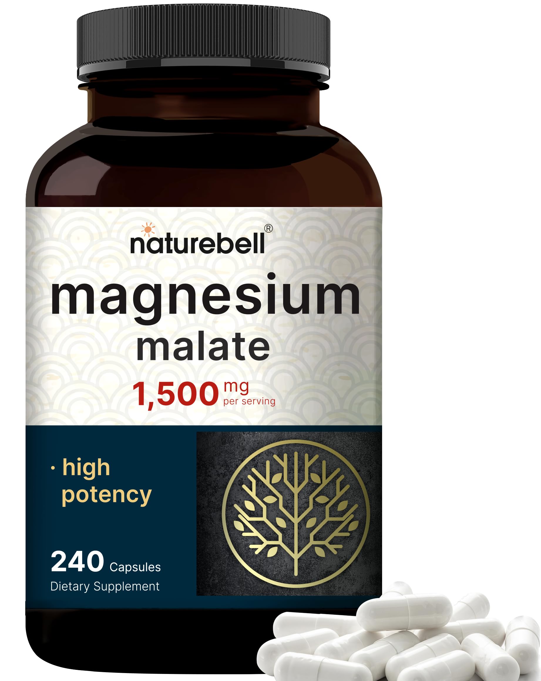 NatureBell Magnesium Malate bottle front with high-absorption formula