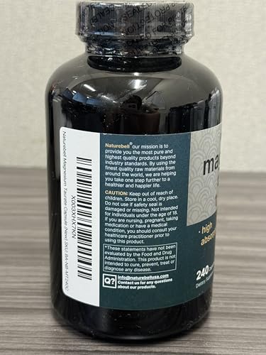 NatureBell Magnesium Taurate bottle label closeup highlights 1500mg strength.