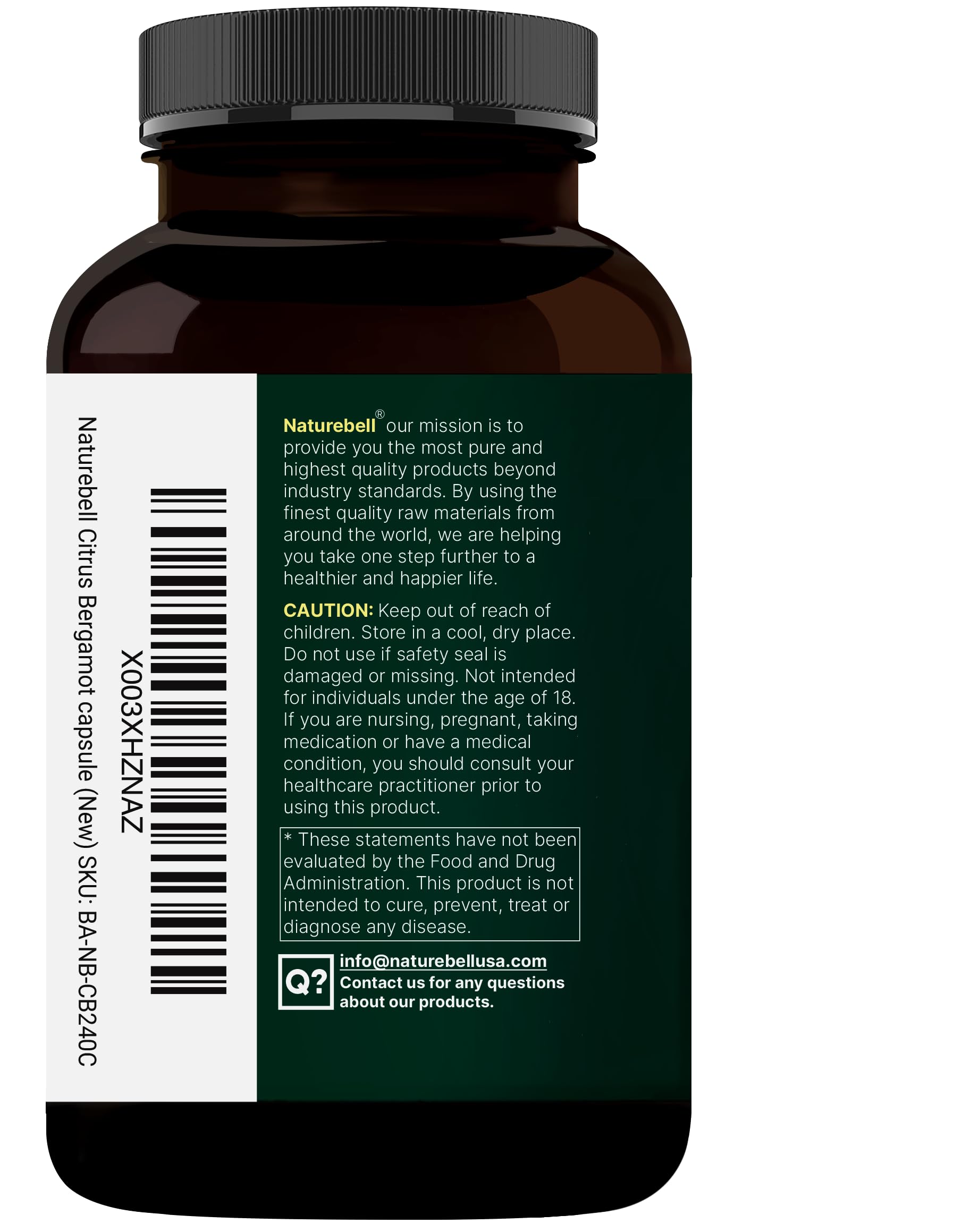 Unisex NatureBell bergamot supplement for adults seeking a plant-based option