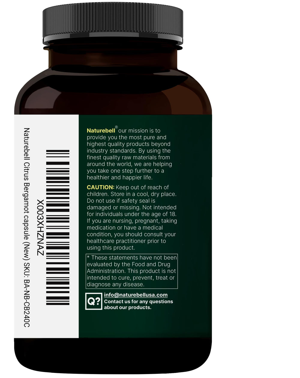 Unisex NatureBell bergamot supplement for adults seeking a plant-based option