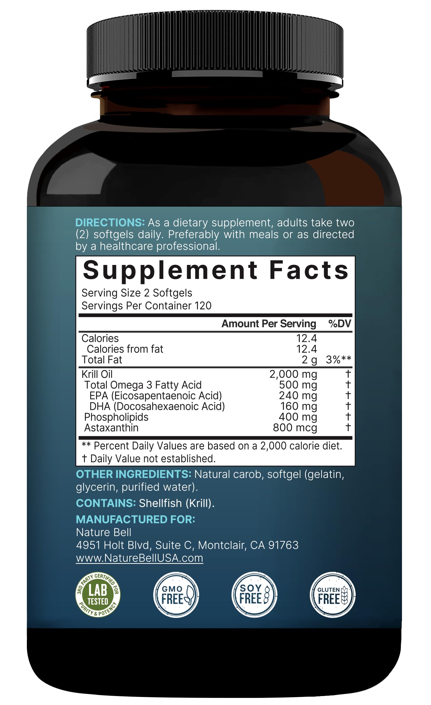 NatureBell Mercury-free and Non-GMO certification on label.