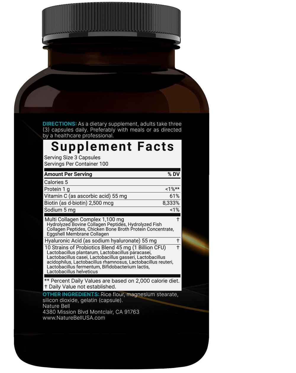 NatureBell Multi Collagen bottle open capsules shows easy access for daily use