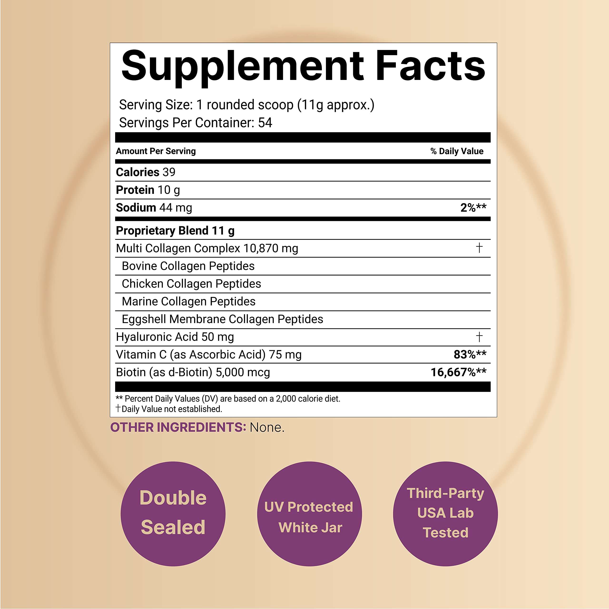 NatureBell Multi Collagen Powder bottle label close-up showing grass-fed source.