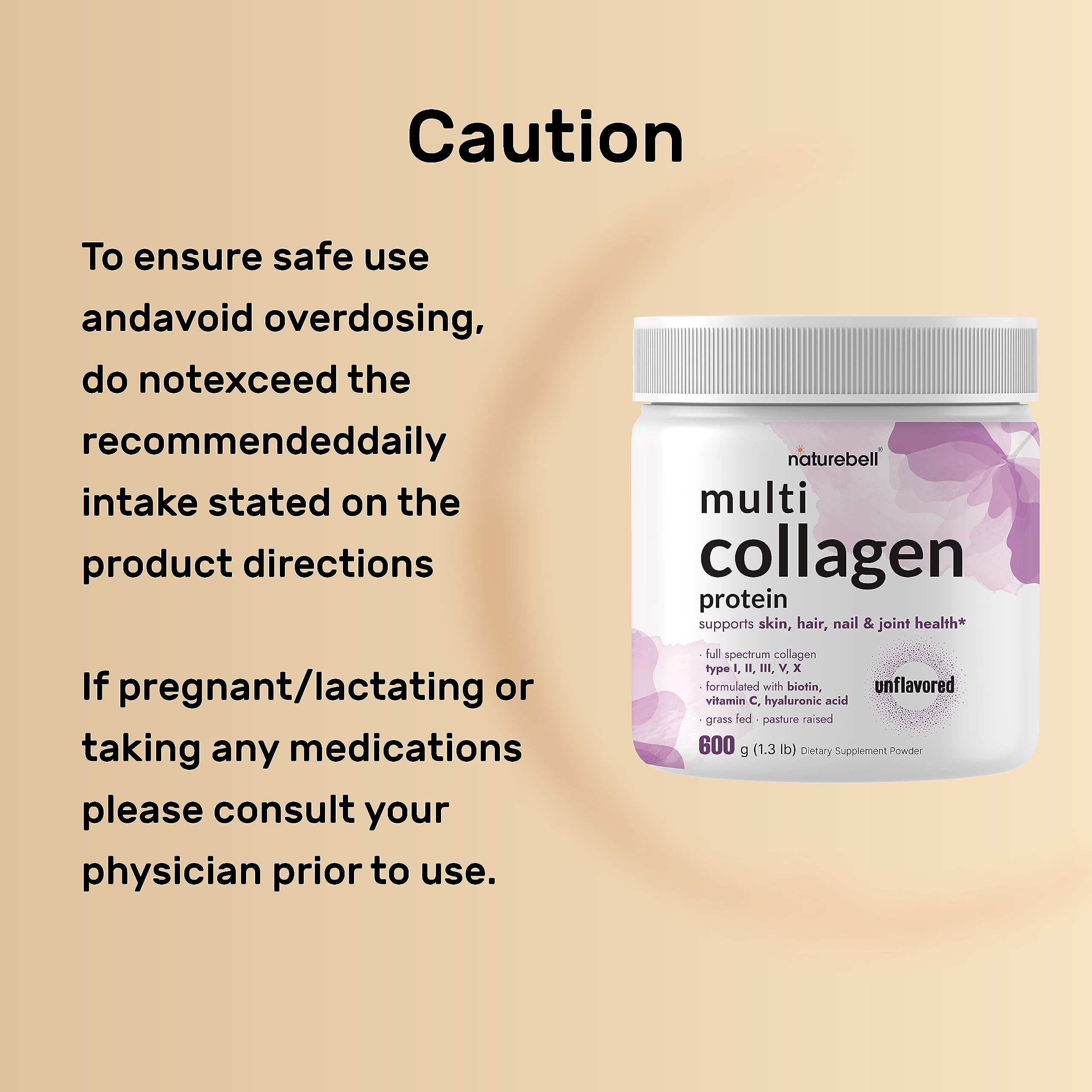 NatureBell Multi Collagen Powder scoop highlighting 54 servings per container.
