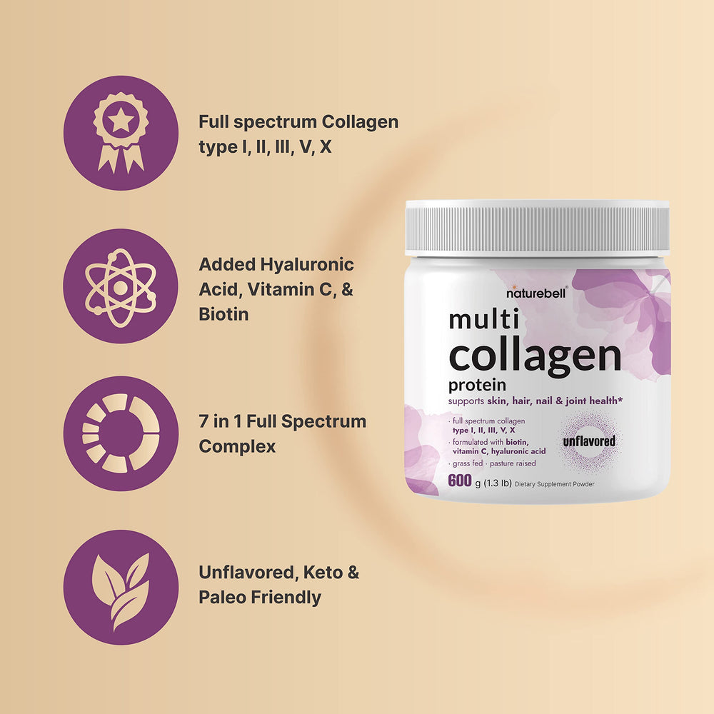NatureBell Multi Collagen Powder being stirred into cup for unflavored blend.