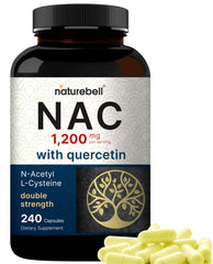 NatureBell NAC 1200mg bottle highlighted for double-strength antioxidant support.