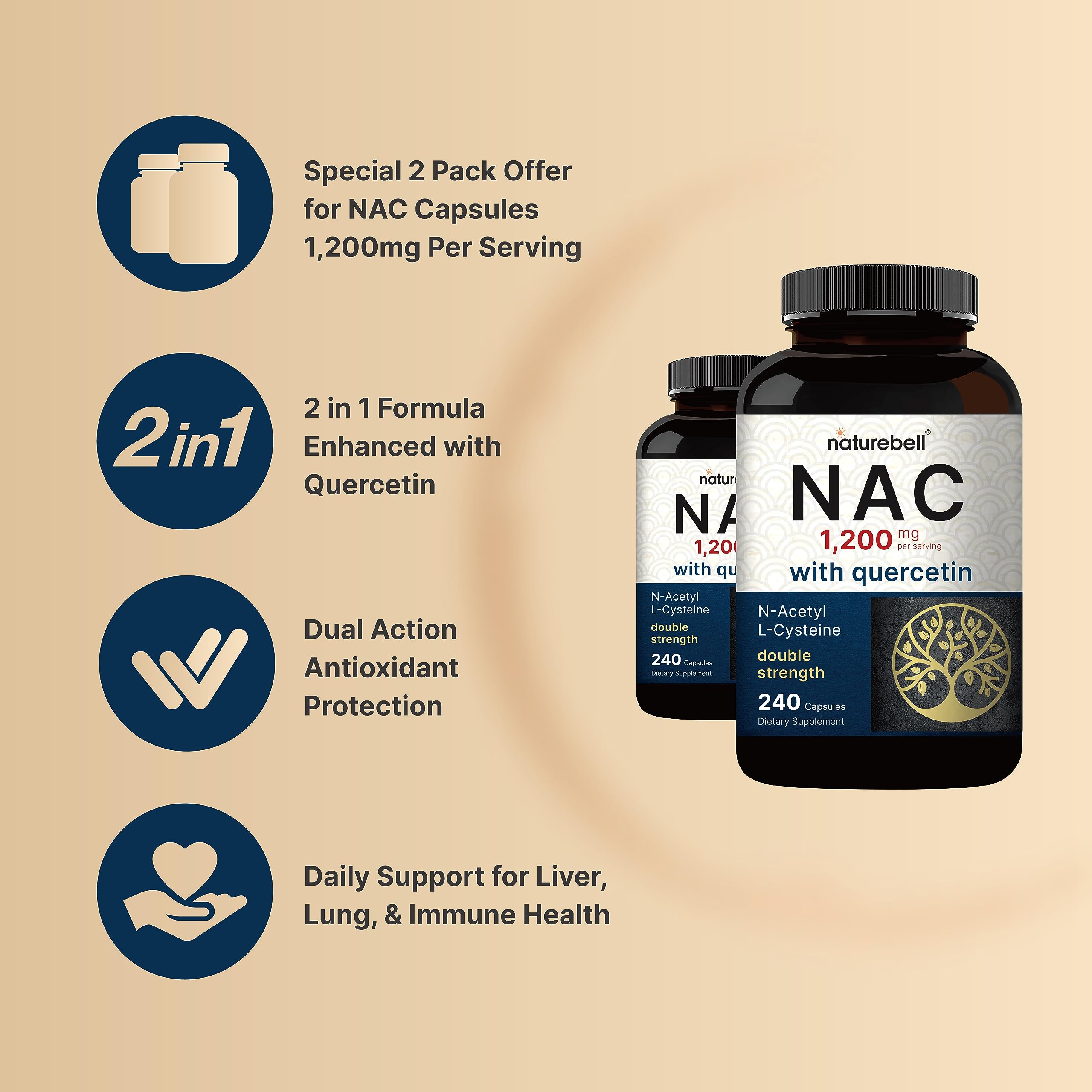 Two NatureBell NAC and Quercetin boxes in a 2-pack.