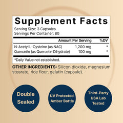 NatureBell NAC capsules being dispensed to show three-capsule serving size.