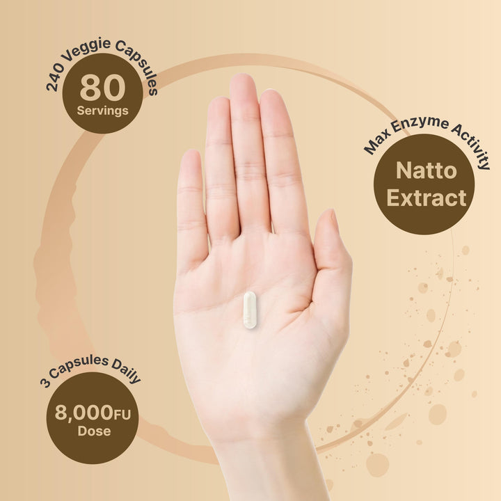 Bottle with serving size information for NatureBell nattokinase