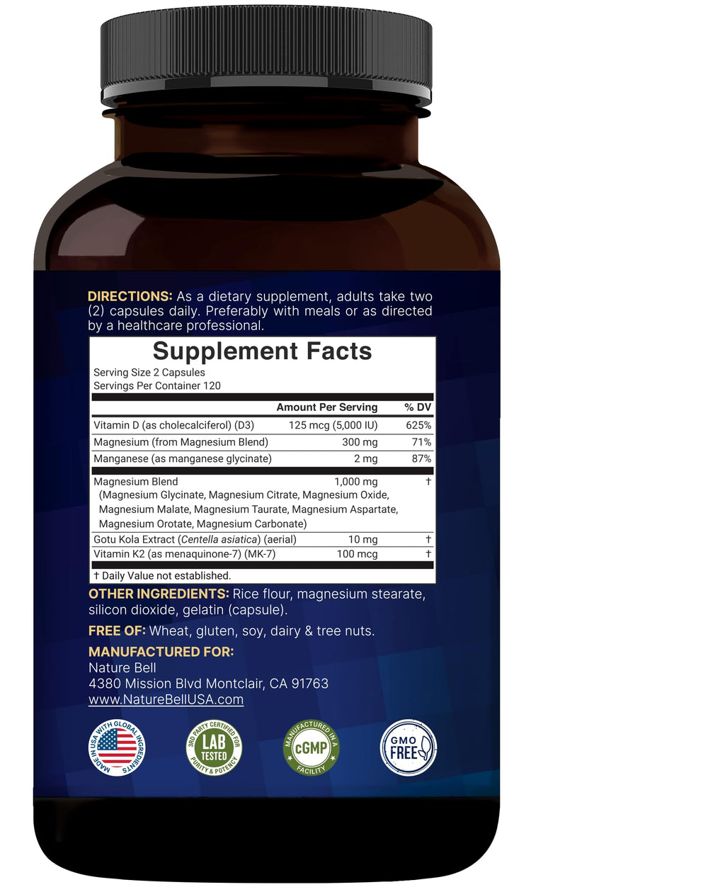 NatureBell non GMO gluten free ingredients label close up