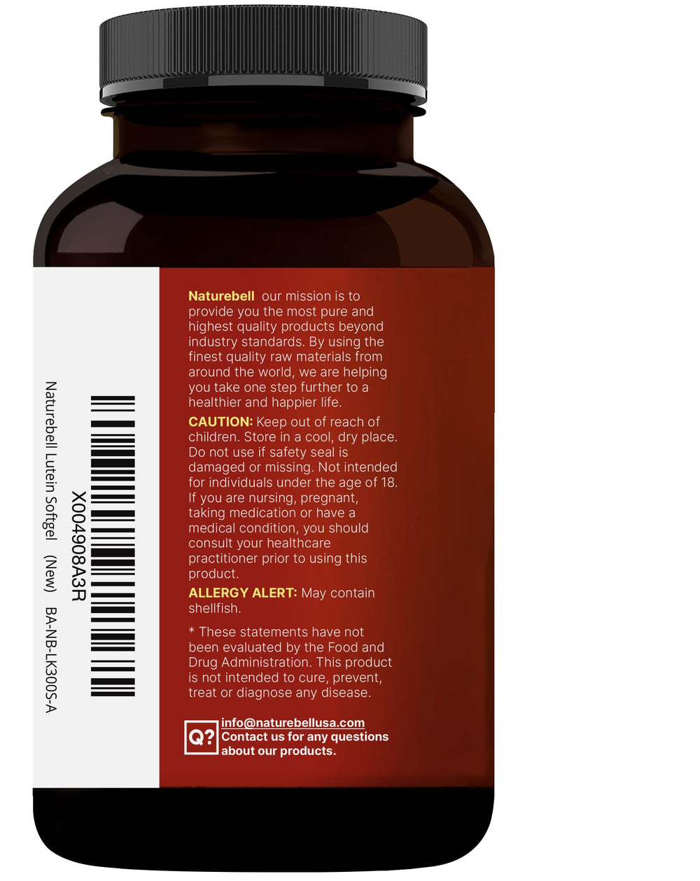 NatureBell Non-GMO and gluten-free label for clean supplements