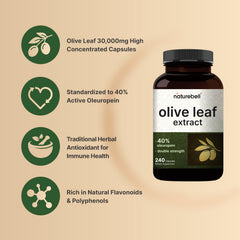 NatureBell Olive Leaf Extract label front showing non-GMO purity for clean daily use