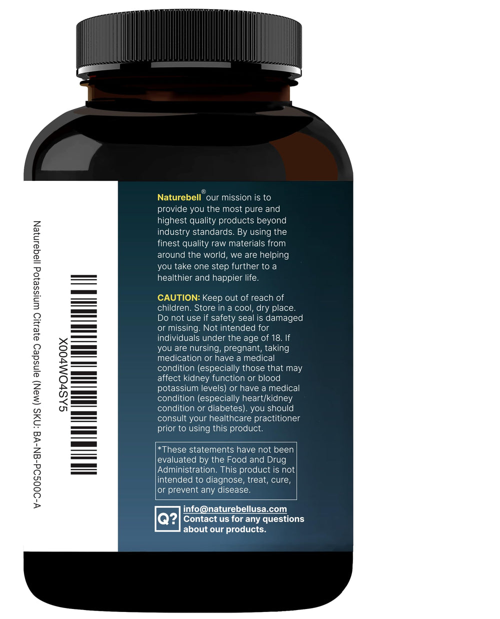 NatureBell potassium citrate packaging ready for shelf or travel.