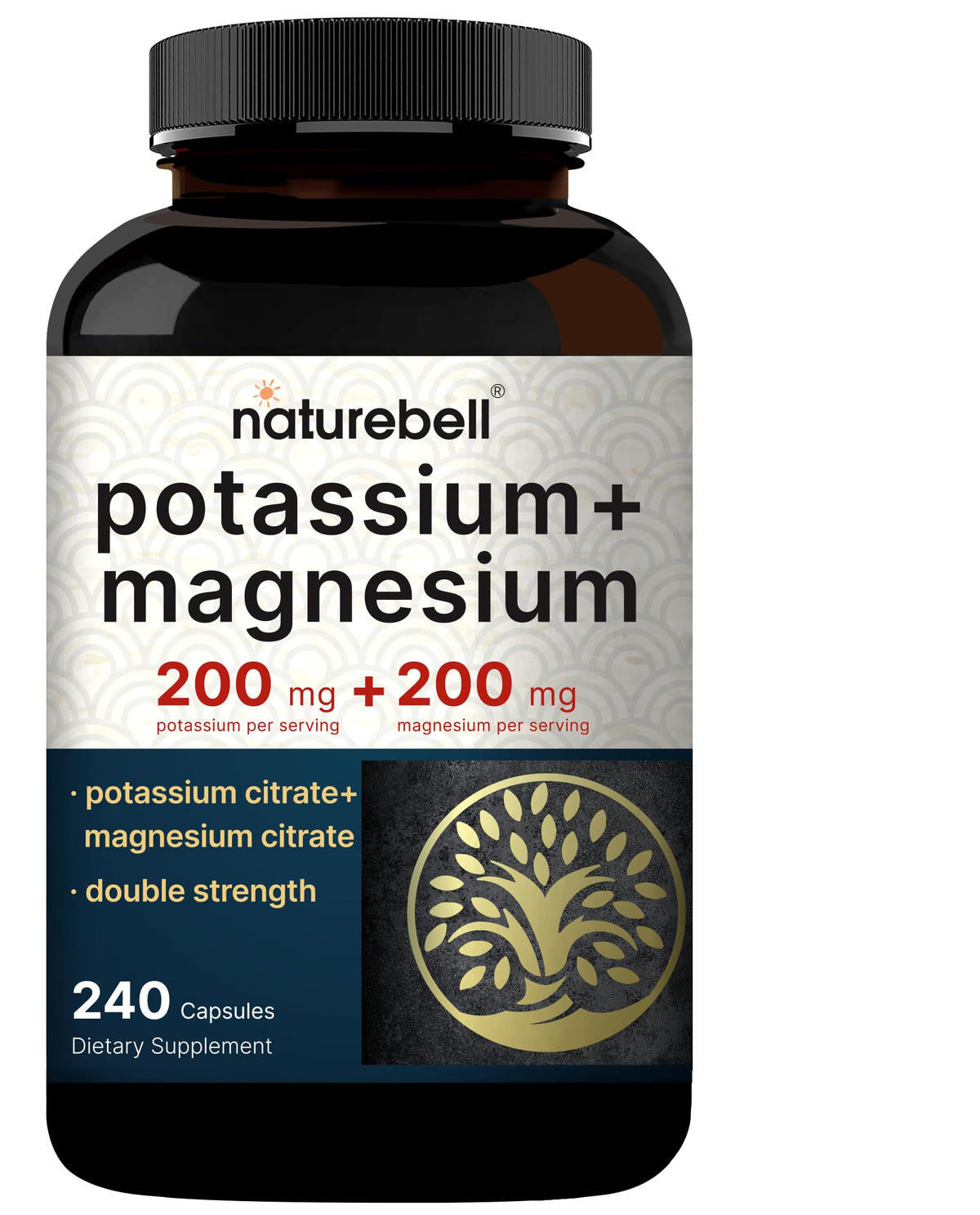 NatureBell Potassium Magnesium, botella vertido, apoyo a la hidratación diaria.