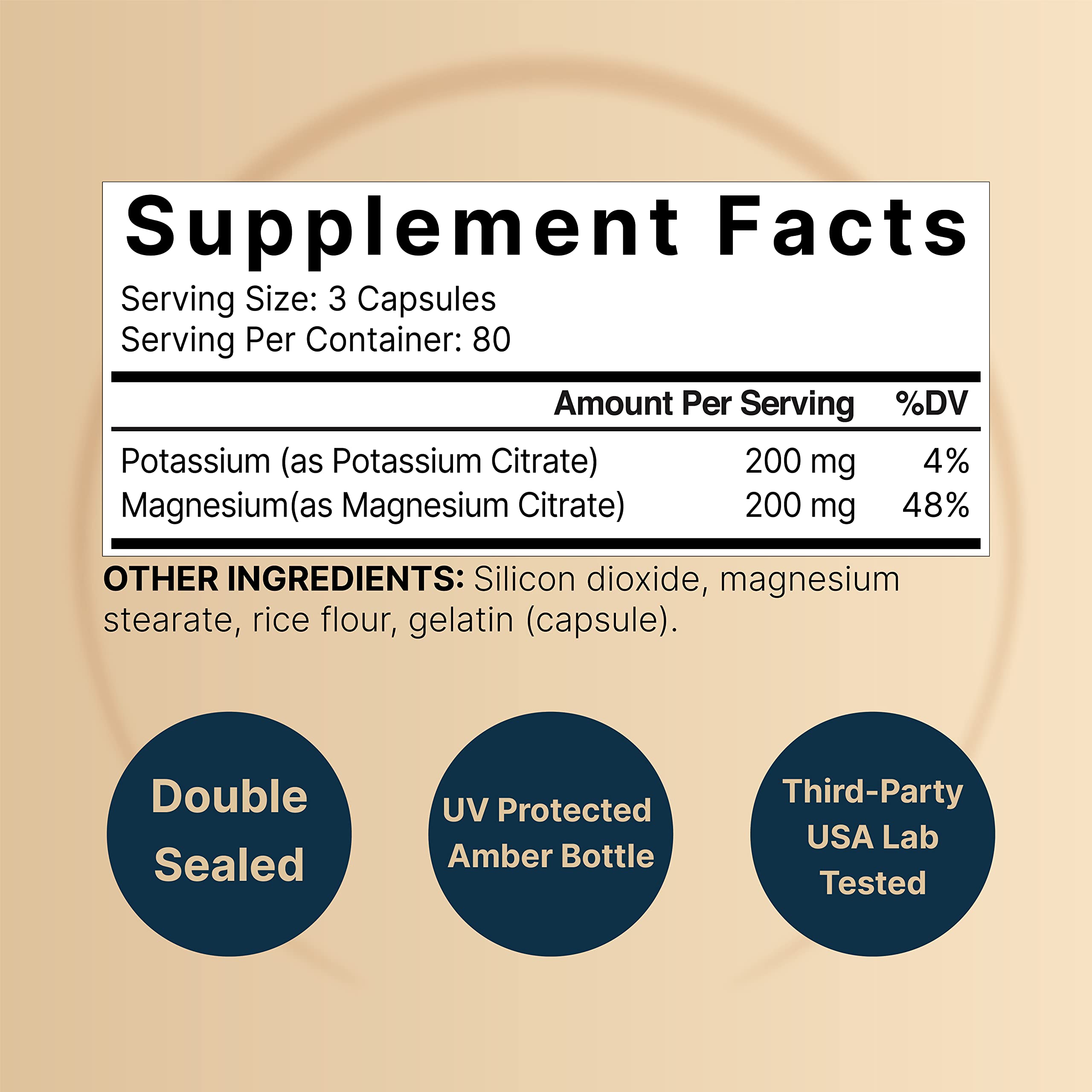 NatureBell Potassium Magnesium, composición de ingredientes, citratos de alta absorción.