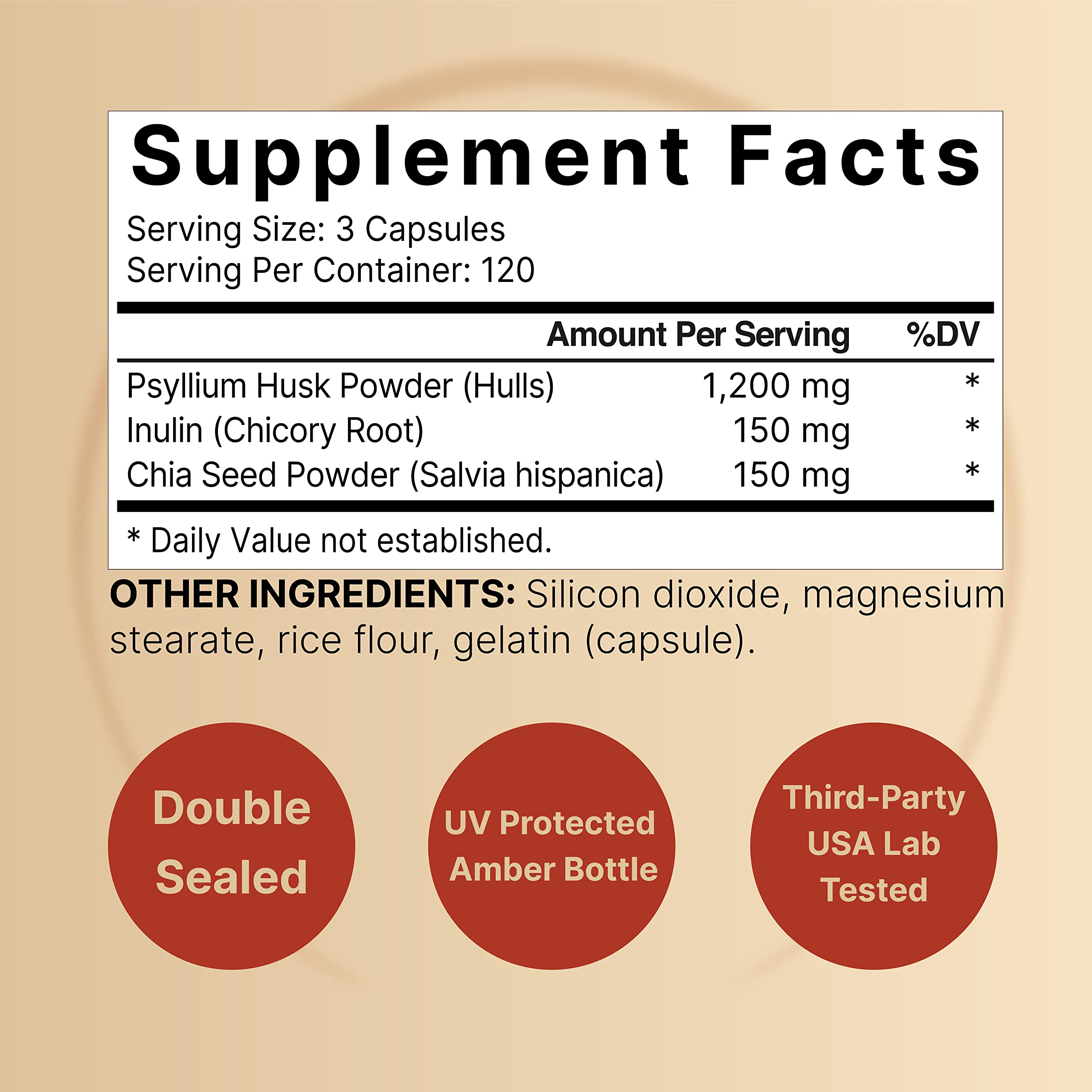 NatureBell psyllium husk capsules close-up showing purity