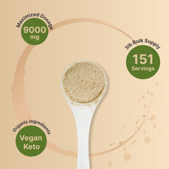 Pouring NatureBell psyllium powder into a smoothie for fiber boost.