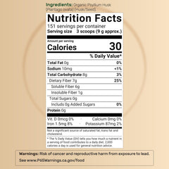NatureBell psyllium husk powder with scoop showing serving size.