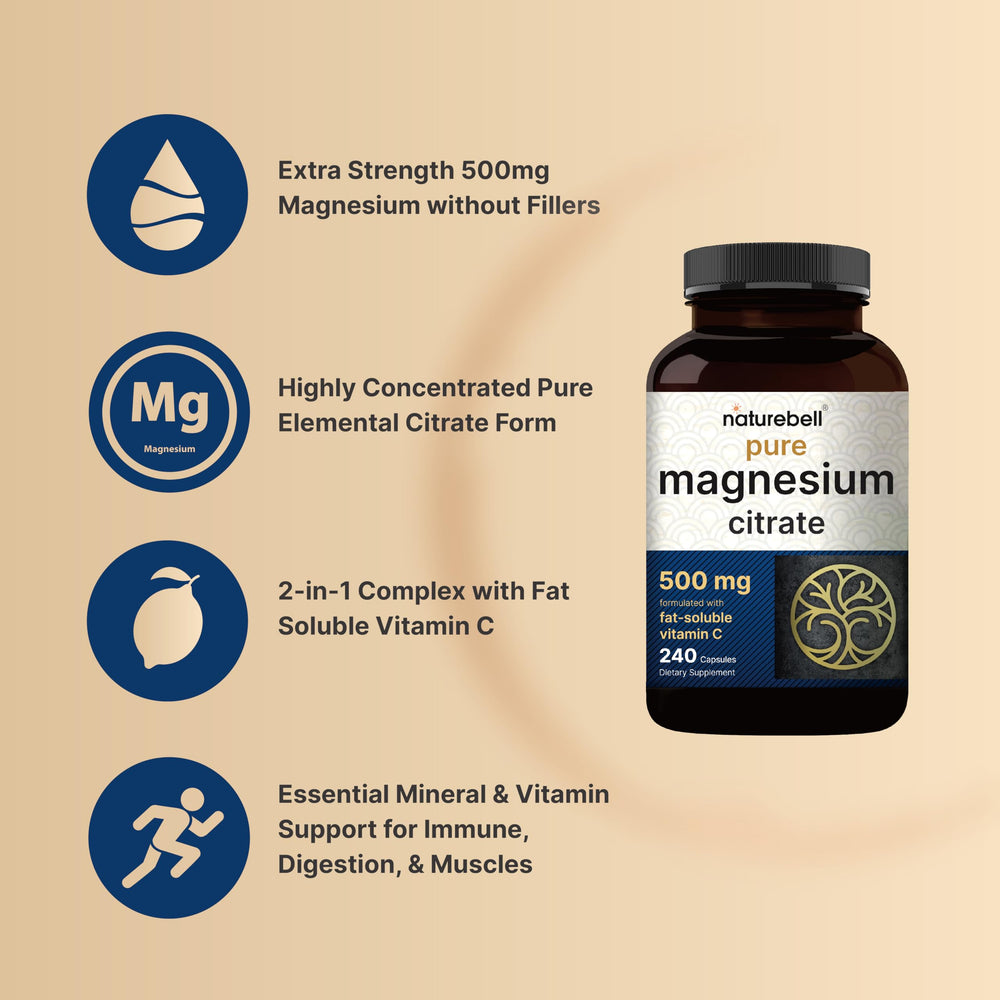 NatureBell Magnesium Citrate bottle sleeve label, non-GMO and gluten-free choice