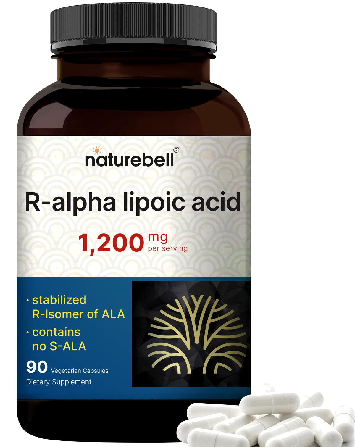 NatureBell R-Alpha Lipoic Acid 1200mg bottle for daily antioxidant support