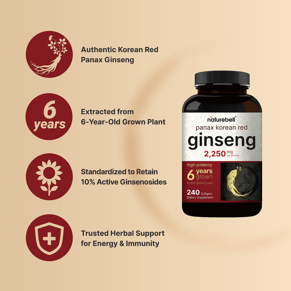 NatureBell six-year ginseng roots highlight premium harvest and quality.