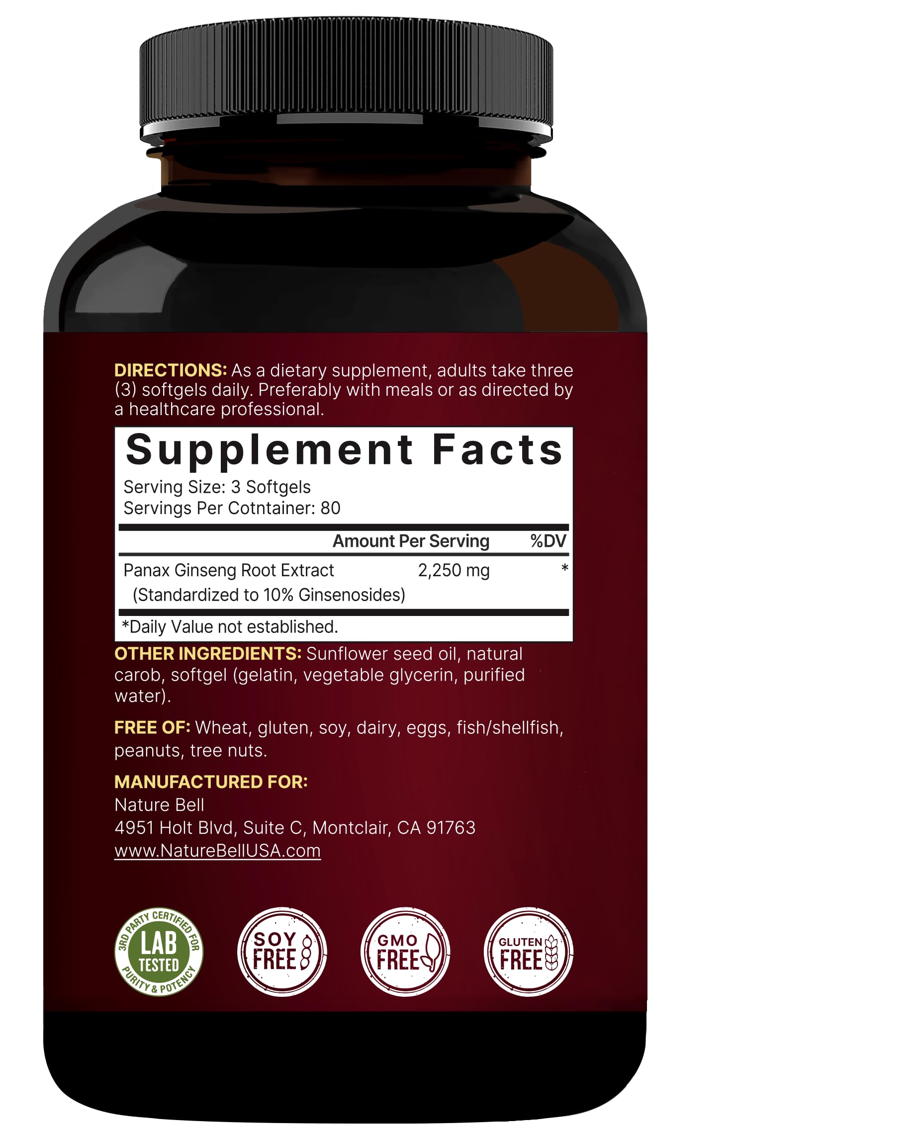 NatureBell third-party lab testing seal supports safety and potency.