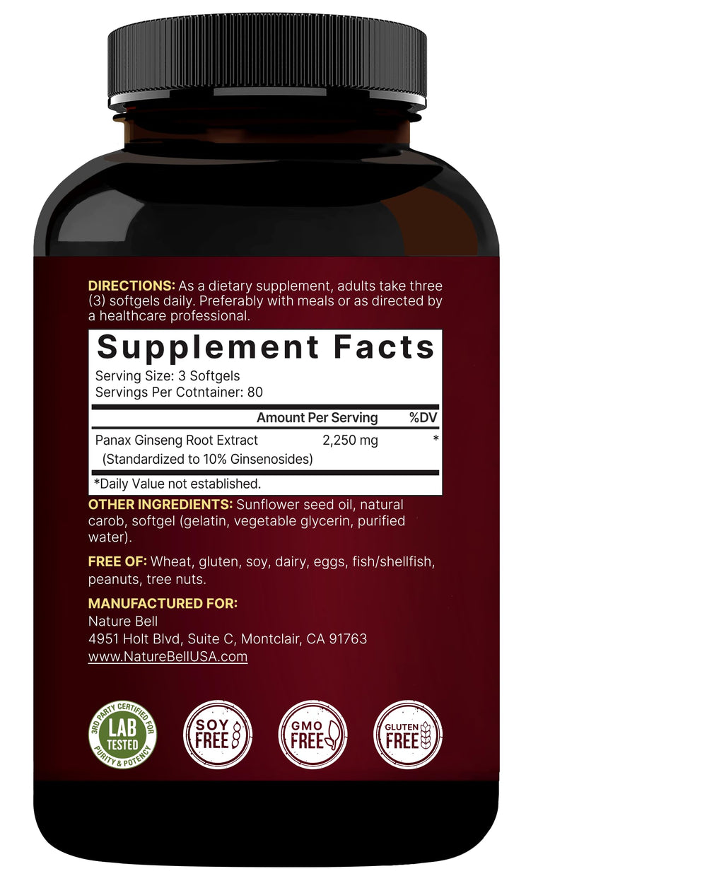 NatureBell third-party lab testing seal supports safety and potency.