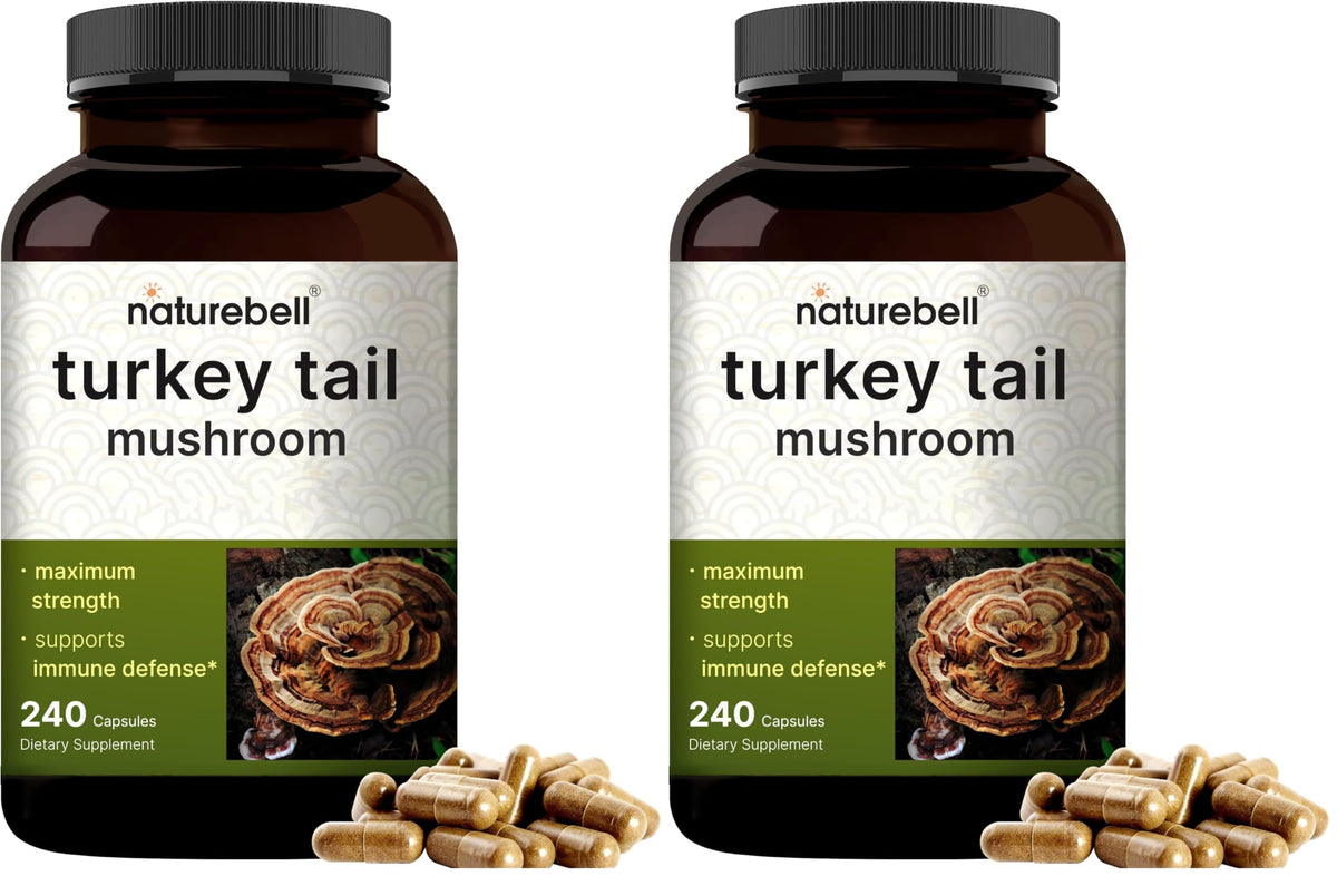 NatureBell Turkey Tail capsules bottle for convenient daily immune support.