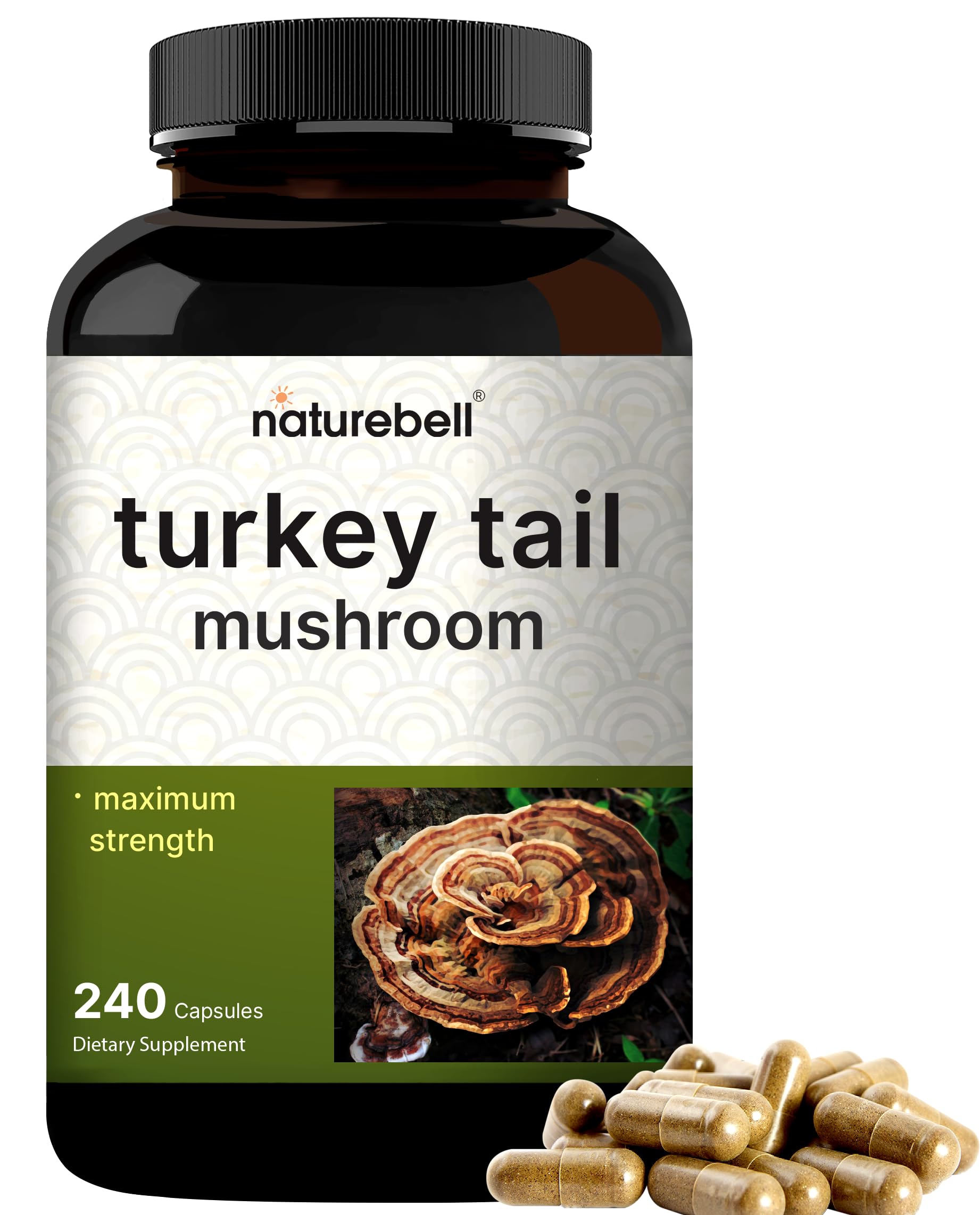 NatureBell Turkey Tail: cápsulas en frasco para bienestar diario