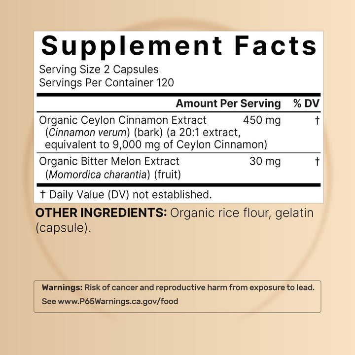 NatureBell two-pack cinnamon-bitter melon capsules for convenient daily use.