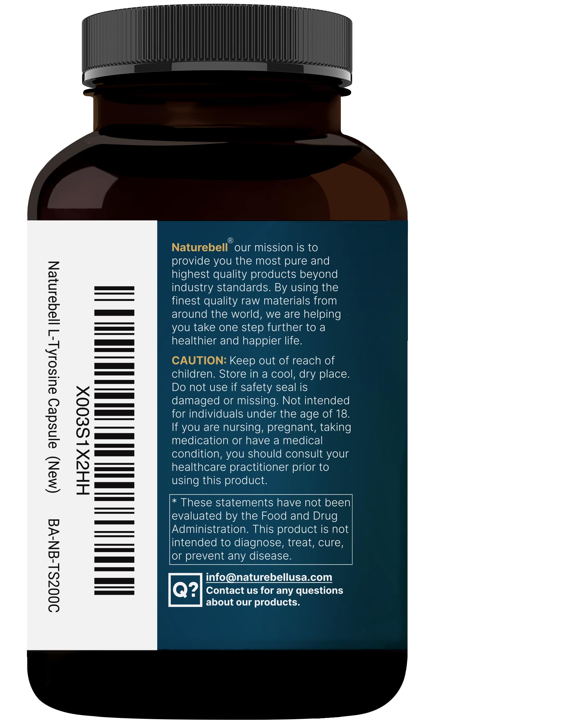 NatureBell L Tyrosine three-capsule serving ready for daily use.