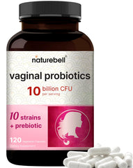 NatureBell Vaginal Probiotics bottle front with label and 10B CFU.
