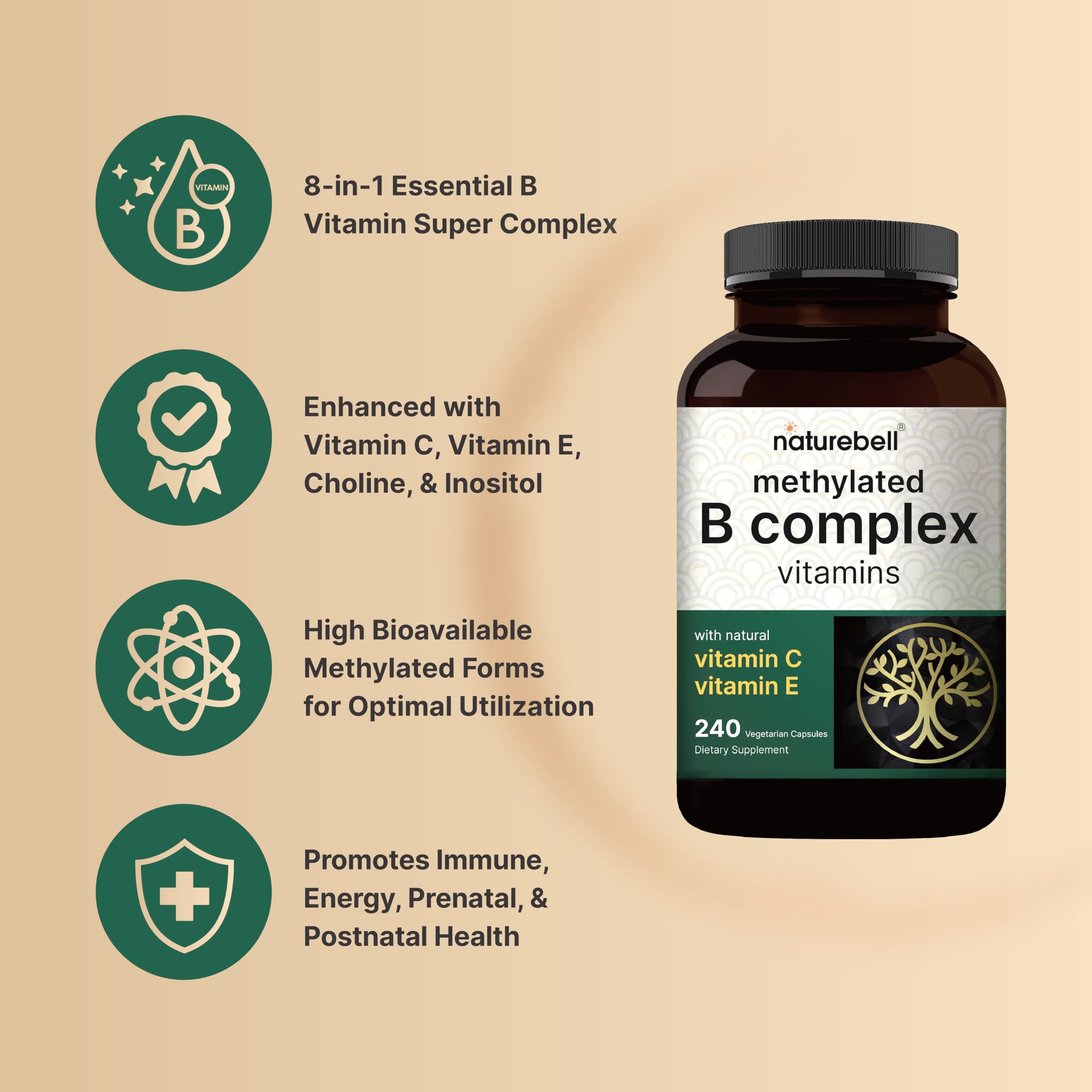 NatureBell vitamins C and E with inositol and choline for overall wellness.