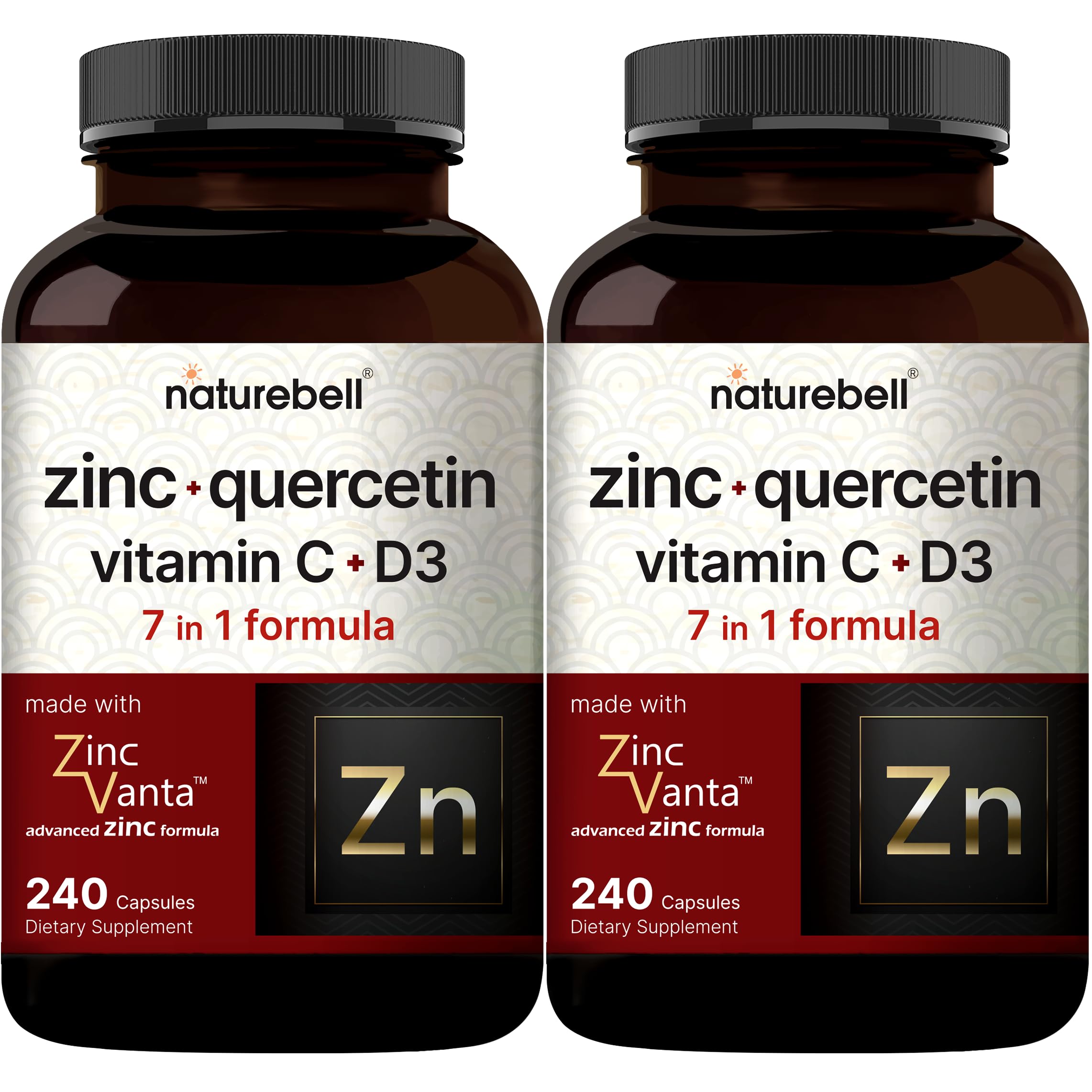 NatureBell zinc-quercetin bottle pour for daily immune support with C and D3