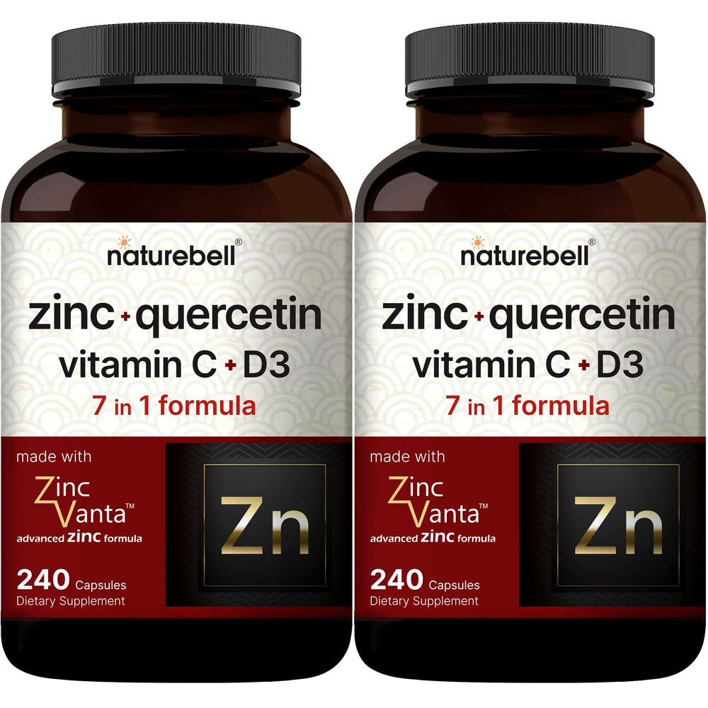 NatureBell zinc-quercetin bottle pour for daily immune support with C and D3