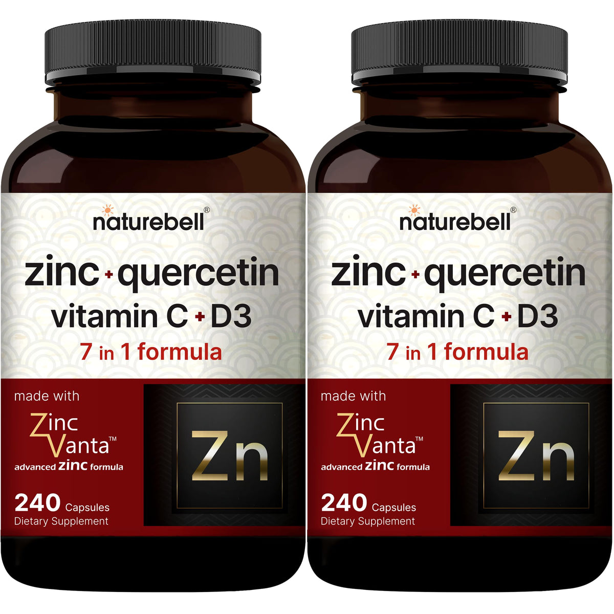 NatureBell zinc-quercetin bottle pour for daily immune support with C and D3