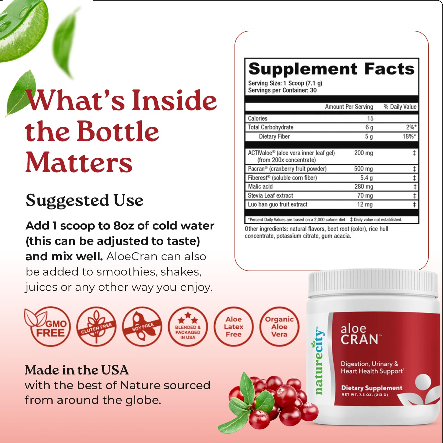 AloeCran bottle and box signaling a 30-day supply lifestyle product