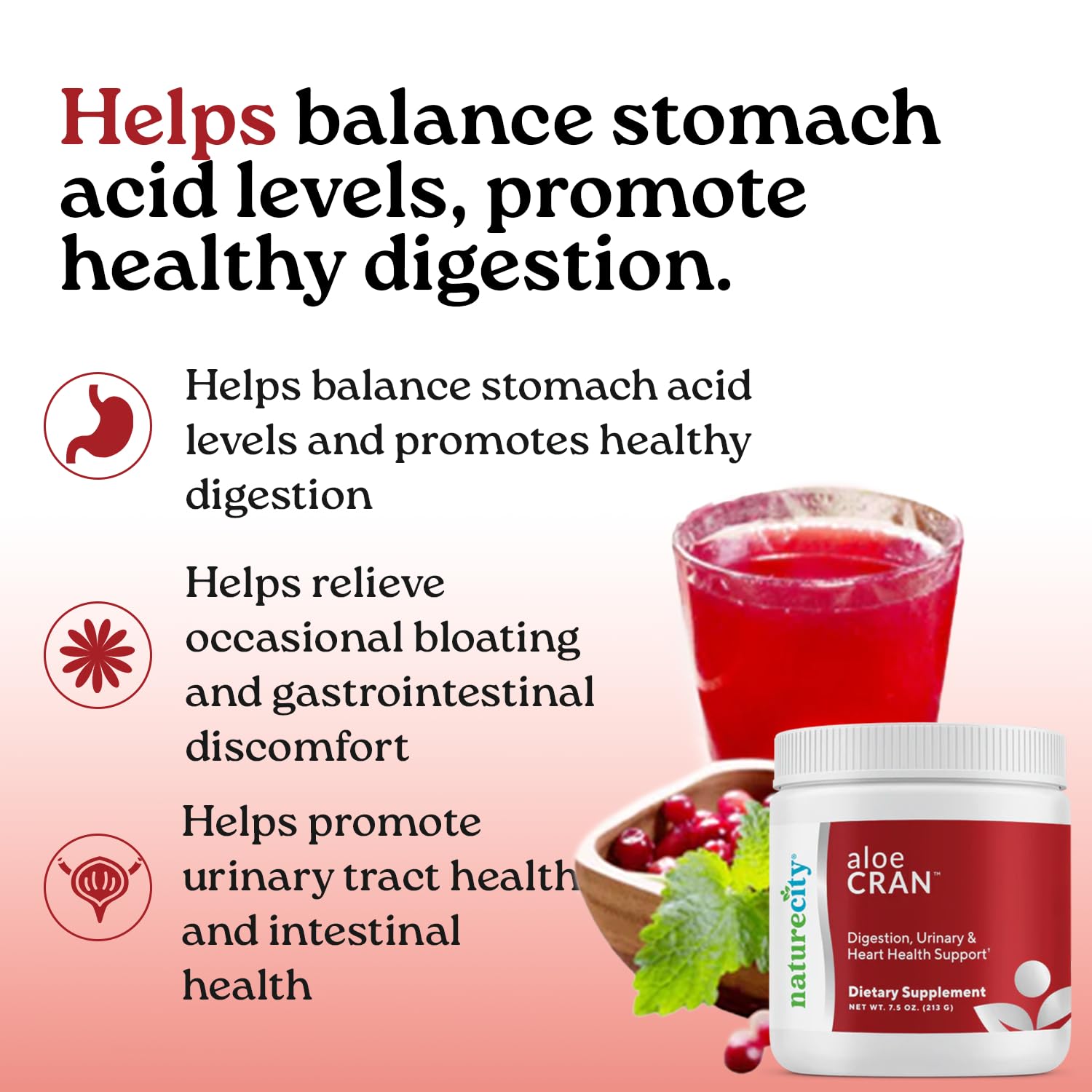 Scoop of AloeCran powder with a prepared drink for daily fiber intake