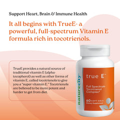 NatureCity True-E bottle label highlighting EVnol SupraBio for enhanced absorption